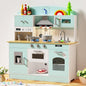 Babytronic Wooden Play Kitchen Set, Pretend Play Kitchen with Lights and Sounds for Kids Ages 3+, Includes Stove, Oven, Microwave, Coffee Maker, and Accessories, Toy Kitchen Set for Toddlers (Blue)