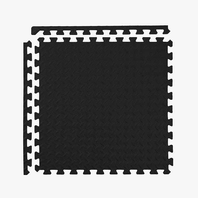 IncStores 1/2 Inch Thick Diamond Soft Foam Flooring Tiles | High-Density Interlocking Foam Tiles for Rugged Style in Your Home Gym, Playroom, and More | Black, 64 Tiles