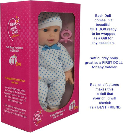 11 inch Soft Body Boy Baby Doll in Gift Box - Doll Pacifier Included -Toy Dolls for Boys and Toddlers