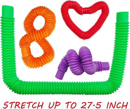 40 Large Jumbo Pop Tubes Sensory Fidget Toys for Party Favor, Classroom Prizes, Birthday Christmas Valentine Gift