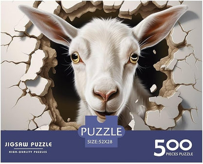 Sheep Adults Fun 500 Piece 3D Animal Thickened Wooden Jigsaw Puzzles Home Decoration Stress Relief Toy Toy Intellectual Game Education Game Challenge Educational 500pcs (52x38cm)