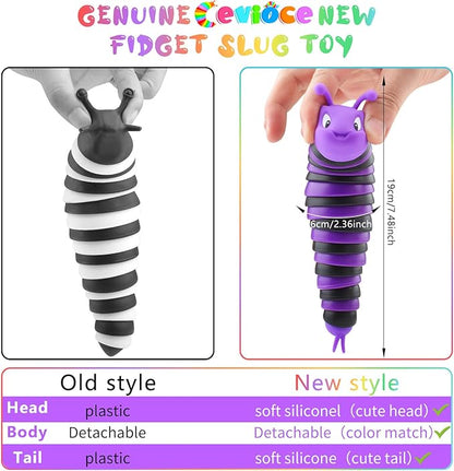 Cevioce Fidget Slug Toy, Sensory Slug Fidget Toys for Kids & Adults, 3 PCS Autism Sensory Toys for Autistic Children Toddlers, Toddler Toys - 3 4 5 6 7 8+ Year Old Girl Boy Birthday Gifts A