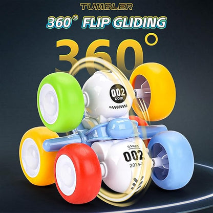 Pull Back Truck for Toddler Boys for Ages 3-5,6 Rounds Inertia 360° Rotating Stunt Car Toys 3 4 5 6 Year Old Kids,Push and Go Vehicle Toy Party Favors for Boys Girls Birthdays Present (Yellow)