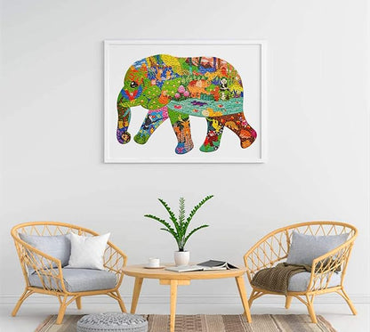 Puzzles for Kids Ages 4-8,8-10 and Adults, Elephant Animal Shaped Jigsaw Puzzles 200 Pieces for Wall Home Decor