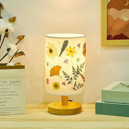 Hortsun Pressed Floral Lamp Bedside Vintage Flower Desk Lamp for Bedroom Living Room, Dorm, Home, Office Decor(1 Pcs,Modern Style)