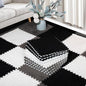 12 Pcs Plush Interlocking Carpet Tiles, Non-Toxic Foam Carpet Tiles for Toddler Baby, Machine-Washable, Anti-Slip, EVA Foam Interlocking Tiles for Floor, Nursery, Playroom, Grey White Black