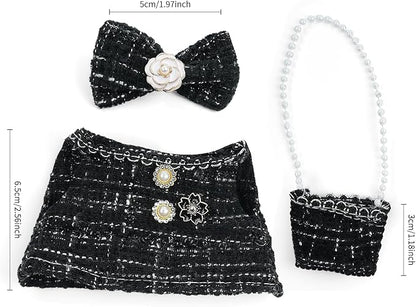 17cm Doll Clothes Set-Adorable Outfits for Dolls-Stylish Accessaries Clothes Dress-Up-Replaceable Clothing Collections, Includes Hat, Top, Skirt(Black-Style A)