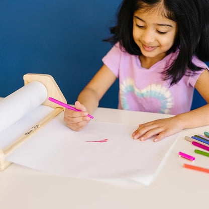 Melissa & Doug Wooden Tabletop Paper Roll Dispenser With White Bond Paper (12 inches x 75 feet) Drawing For Kids Art, Craft Roll For Kids