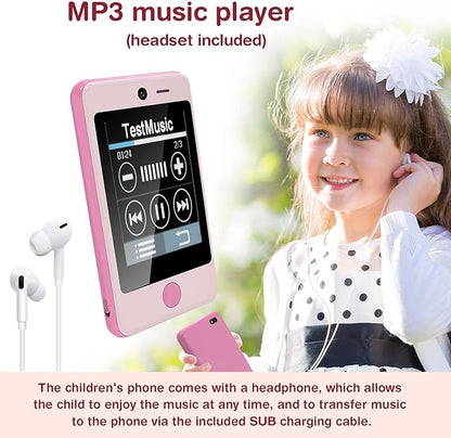 PTHTECHUS® Kids Phone Toy for Boys Girls, 3.8 "Touch Screen Toddler Smartphone with Fun Cameras 16 Games MP3 Music Player Audio Recorder Pedometer Torch Alarm Clock Children Phone for Ages 4-14