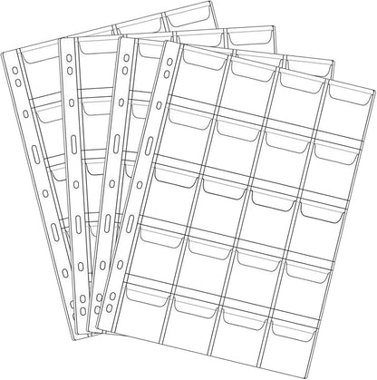 20 Pocket Coin Pages, 10 Sheets Plastic Coin Holders Stamp Collector Supplies for Coin Stamp Currency Collection
