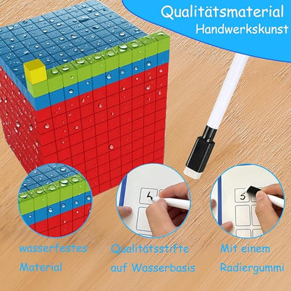 Base Ten Blocks for Math, Place Value Blocks, Base 10 Math Manipulatives for Kids, Plastic Math Cubes, Number Blocks, Math Counting Cubes for Kindergarten 1st-3rd Grade, 137 Pcs
