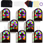 QOUBAI 32 Sets Cross Suncatchers Crafts DIY Window Stained Glass Effect Christian Religious VBS Paper Craft Home Sunday School Classroom Decoration Kid Birthday Gift Creative Art Project Activity Game