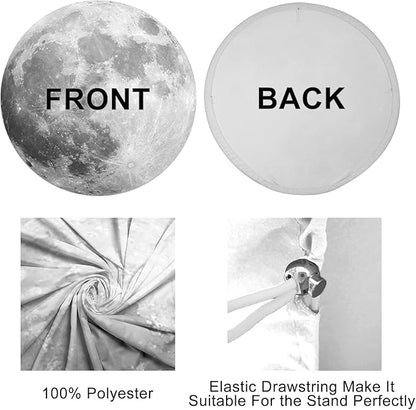 AOFOTO Lunar Surface Round Backdrop Outer Space Background Cover Universe Moon Surface Mysterious Cosmic Planet Photography Background Children Kids Birthday Party Art Portrait Photo Props 7.5x7.5ft