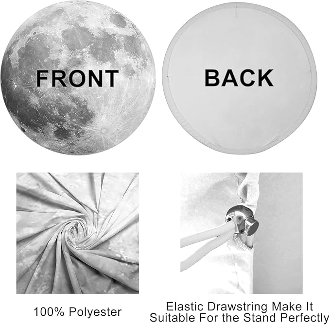 AOFOTO Lunar Surface Round Backdrop Outer Space Moon Happy Birthday Circle Background Cover Boy Girl 1st Birthday Party Children Kids Shoots Studio Props Network Celebrity Live Background 6.5x6.5ft