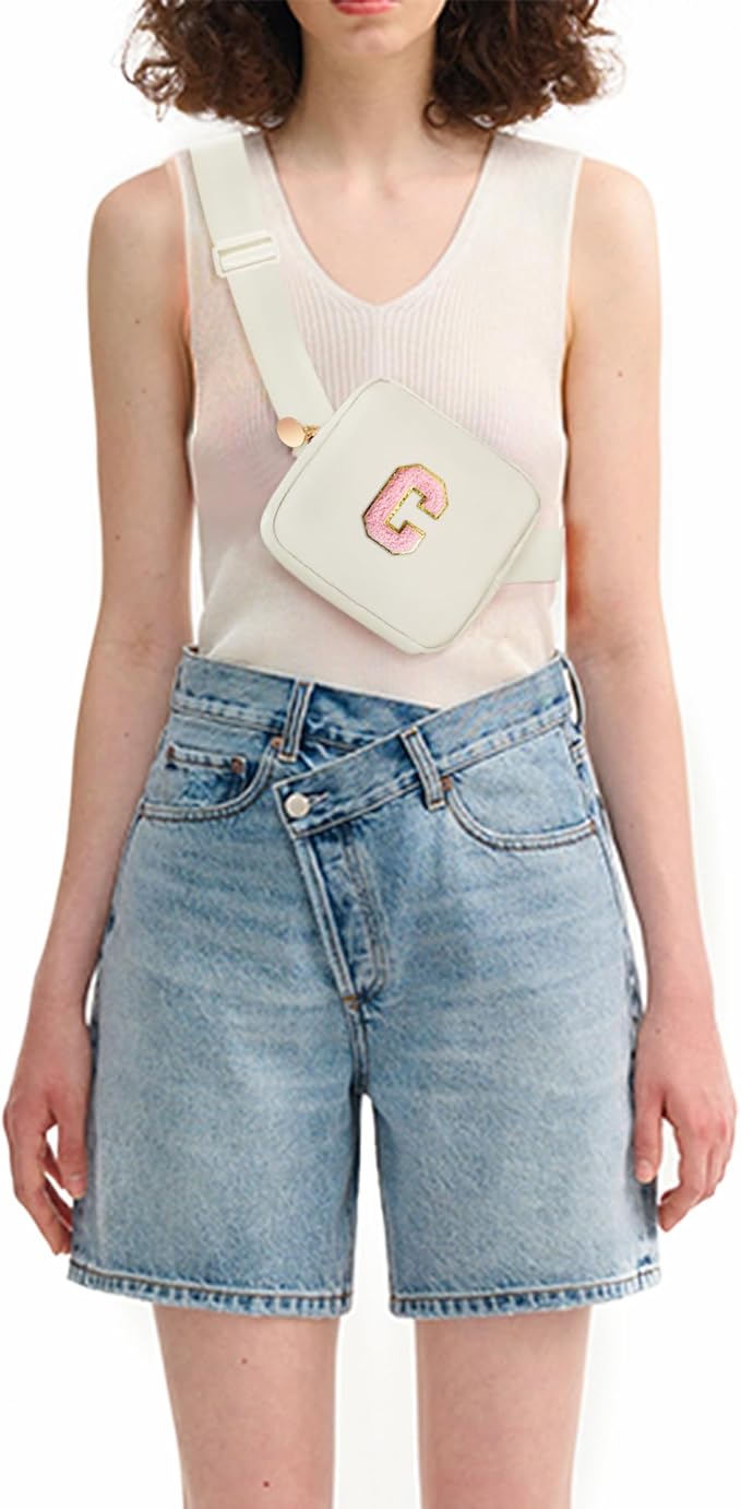 Customized Birthday Gifts for 2 3 4 5 6 7 8 9 10 11 Year Old Girls - Mini Fanny Pack Cute Crossbody Bag Trendy Stuff,Graduation Gifts for Girls Teens Kids Daughter Sister Her - Cream,C