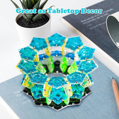 Magnetic Fidget Sphere Magnet Toys - Holographic Glitter Crystal Blue - Magnets Sensory Toys - 12 Piece Set - Creativity Beyond Imagination, Inspirational, Recreational, Fun Desk Toy for Adults