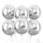 Giant 4D Foil Balloons, 6Pcs Large Metallic Silver Round Balloons, 22 Inch Big Round Foil Balloon for Silver Birthday Party Baby Shower Wedding Decorations