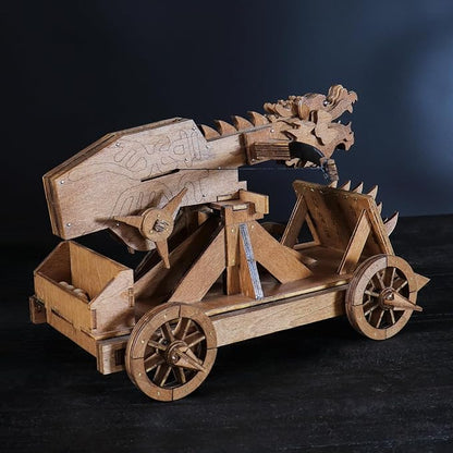 MINI Dragon Ballista Ancient Missile Launcher China Three Kingdoms Chariot Wooden Catapult DIY 3D Puzzles Model Kits STEM Projects Tabletop Toys