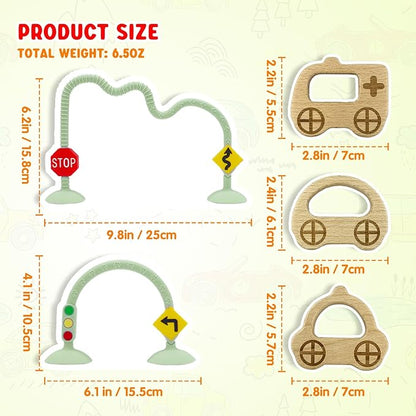 High Chair Suction Toys for Babies 6-12 Months, Suction Cup Toy for Toddlers 1-3, Baby Sensory Montessori Chew Toy for Babies 0-6 Month, Silicone Baby Teething Toys for 12-18 Months