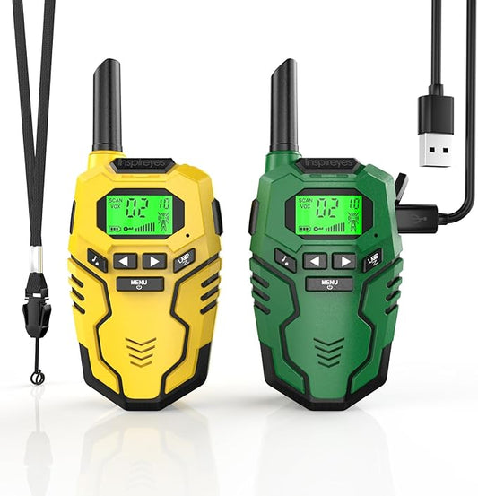 Walkie Talkies for Kids Rechargeable, Long Range 2 Way Radio, Outdoor Camping Games Toy Birthday Xmas Gift for Boys Age 7-12, 2 Pack