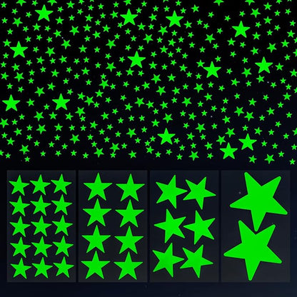 AOWDIAO Glow in The Dark Large Star Stickers – 115 Pcs (4 Sizes, 1.5‑4 in) – Luminous Ceiling & Wall Decals for Kids’ Bedroom, Nursery, Party Decor