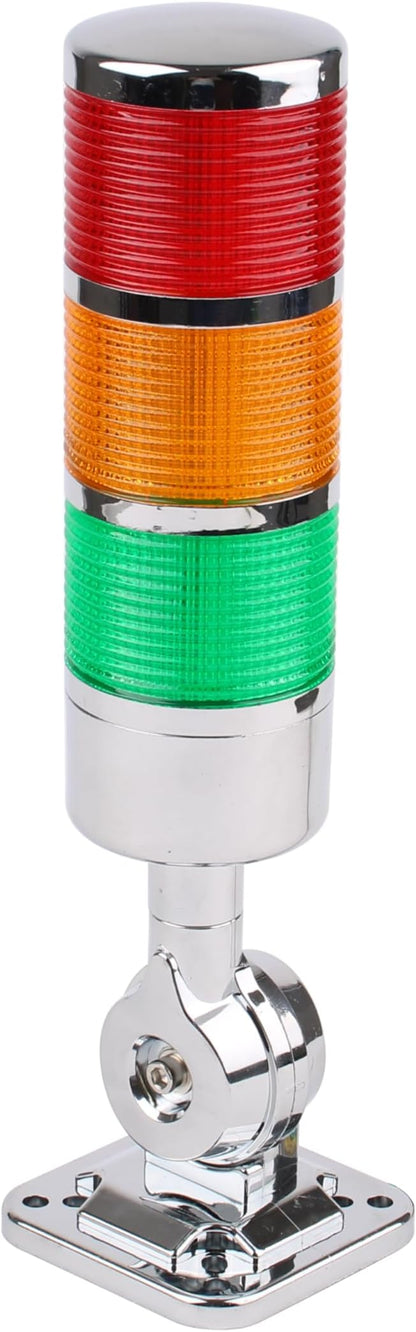 110V to 220V LED Stack Tower Lights, Industrial Warning Lights, Andon Lights, Column Signal Tower Indicator Lamp Beacon, Continuous/Flashing Light Switchable, 3 Layer (with Buzzer)