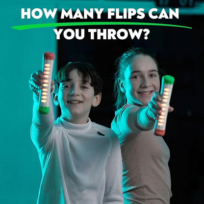 Flip, Catch, Level Up! | 10x Auto-Counting Flip & Skill Games | Solo & Multiplayer Electronic Fidget Toy | Stick Flip Challenge for Teen Boys Girls Kids Teens & Adults | Epic & Cool Party Game Ages 8+