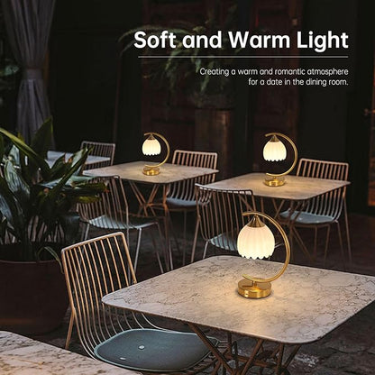 Cordless Table Lamp with 5200mAh Battery & Touch Control - 3 Adjustable Color Temperatures Bulb, Rechargeable Small Table Lamps for Living Room, Bedroom, Office Desk, Nightstand (White Tulip)