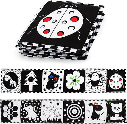 teytoy Baby Toys 0-6 Months, Black and White High Contrast Sensory Newborn Toys, Baby Soft Book for Early Education, Infant Tummy Time Toys, Baby Newborn Essentials Must Haves