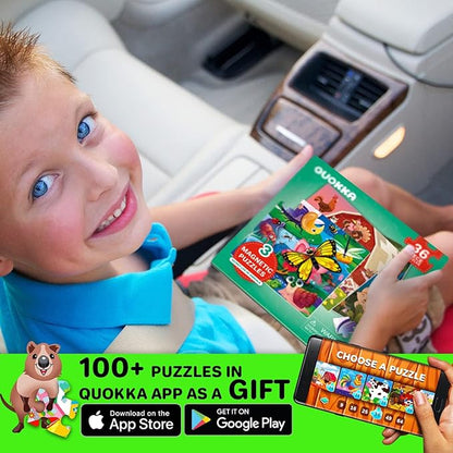 QUOKKA Magnetic Puzzles for Kids Ages 4-6 - 36 Pieces Sudoku Toddler Puzzles Ages 2-4 - Travel Games for Kids Ages 3-5 - Animal Farm Bugs Toddler Travel Toys - Car Airplane Road Trip Games