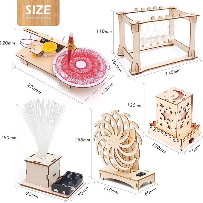 STEM Toys Wooden Building Kit for Kids Ages 8-12, Physics Wood Craft Set, DIY Science Building Projects for 6-8 with Hands-on Learning Activities - Educational Science Craft Model Kit