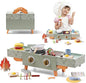Wooden Kids Grill Playset with Play Kitchen Accessories| Pretend Play Toys for Toddlers 3-5, Cooking BBQ Play Food Toy for 3+ Year Old Boys & Girls, Birthday Gifts for Kids