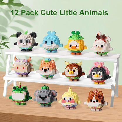 HIGH GODO 12Pack Animals Party Favors Building Set, 2491PCS Cute Animals Building Blocks for Goodie Bag Stuffers Classroom Prizes, Party Favors Birthday Gift for Kids Boys Girls Student 8+