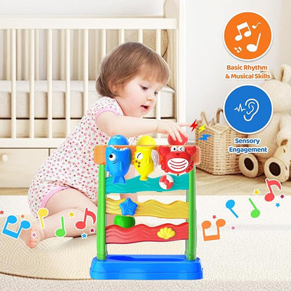 Toys for 1 2 Years Old, Interactive Feeding Toy with Music, Montessori Toys for Boy Girl, Musical Cause and Effect Game for 12-18 Months, Christmas Birthday Gifts for Baby Toddlers Age 1-2