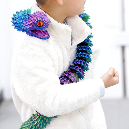 47.5inch Super Large 3D Printed Snake Models,Movable Teeth,Flexible Joint Animal lacertid Figurines, Stress Relief, Fidget restlessness, ADHD Toys, Surprise Fantasy Gifts (RGB/47.5inch)