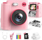 Instant Print Camera for Kids - 1080P HD Toddler Digital Camera for 3 4 5 6 7 8 9 10 Year Old Girls Boys, Christmas Birthday Gift with 32GB SD Card, Selfie Mode, Portable Travel Toy, Fun Filters- Pink