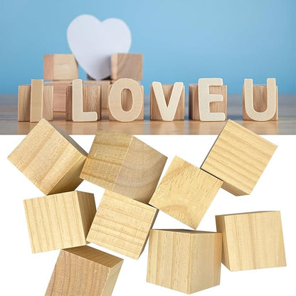 Wood Blocks for Crafts,2 Inch Unfinished Wooden Cubes Natural Wood Blocks for Crafts Making & DIY Projects & Decor(Pack of 9)