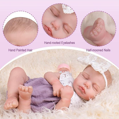 Aori Realistic Reborn Baby Doll 20" Lifelike Sleeping Newborn Girl with Poseable Limbs, Weighted Body, Feeding Set - Collectible Gift for New Moms, Grandparents, Kids 3+