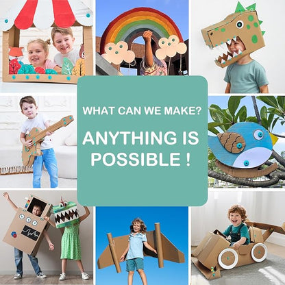 Cardboard Tools for Kids with Cutter &Tool Box, 149 PCS Cardboard Construction Kit for Family & Team Activities, Creative STEM Educational Toys Gift for Boys and Girls Aged 5+