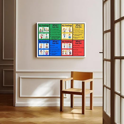 XIANF Self-Regulation, Zones of Self Regulation Calming Corner Poster EIdentifying Emotions, Autism ADHD Coping Strategies Canvas Poster for Classroom School Therapy Room Frame:24x36inch(60x90cm)