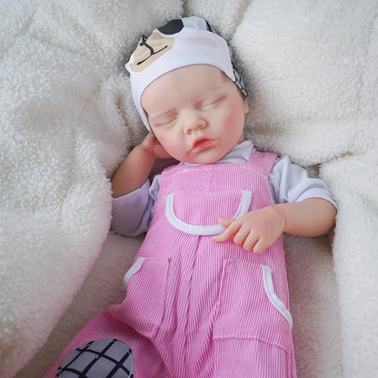 Reborn Baby Dolls Silicone Full Body 16.9in Weighted Real Life Closed-Eyes Girl Dolls Lifelike Newborn Baby Soft Body Flexible Limbs Not Vinyl