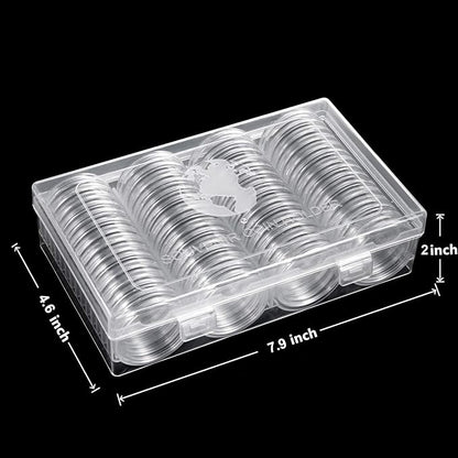 MUDOR 41 mm Coin Holder, 60 Pieces Silver Dollar Capsules with Foam Gasket, Professional Storage Case Box for Coin Collection