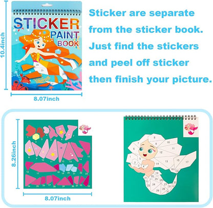 AEAHALY Sticker Book Crafts for Kids Ages 4-8 Paint by Sticker Kids Reusable Sticker Book for Toddlers Boys and Girls Birthday Gifts Party Favor, Travel Activity Book Set for Learning, 3 Pack