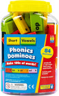 Educational Insights Phonics Dominoes – Short Vowels - Manipulative for Classroom & Home, Set of 84 Dominoes in 6 Colors, Ages 6+