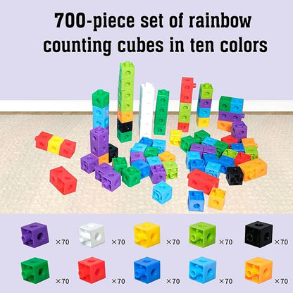 701 Pcs Math Learning Linking Cube with Pink Storage Container Counting Cubes Plastic Colorful Counting Blocks Math Manipulatives Classroom Learning Supplies for Home school Educational(Pink)