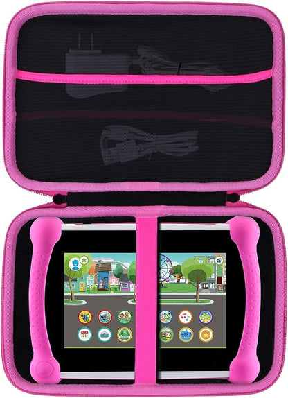 Storage Case Compatible with Leapfrog LeapPad Academy/LeapPad Ultimate/Epic Academy Edition 7-Inch Touchscreen Learning Tablet (Black + Pink Case)