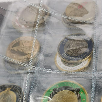 Challenge Coin Album 2.4''x2.4'' Pockets Holds 120 Large Military Coin Medals Display and Storage