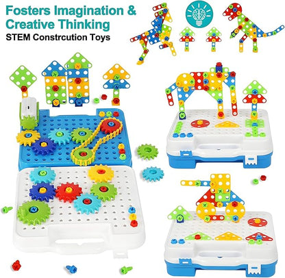 Gears Toys for Kids Ages 4-8, STEM Educational Construction Toys, Building Toy Set for Boys and Girls, Engineering Building Blocks Creative Learning Toy Set
