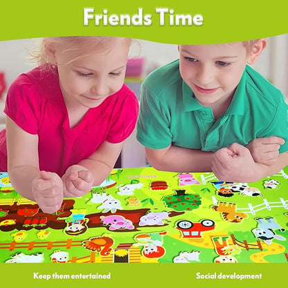 Felt Board for Toddlers Play Farm Animals Story Sets, Large Wall Activity Busy Board for Kids, Montessori Toys, Barnyard Theme Interactive Sensory Toys, Preschool Learning Play Kit, Classroom