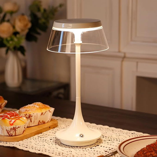 JHY DESIGN 3-Color Light Dimmable Bedside Table Lamp 10.5" H Nightstand Lamp Touch Control Lamp for Bedroom Living Room Indoors Outdoors(Single,Type-C Charging)